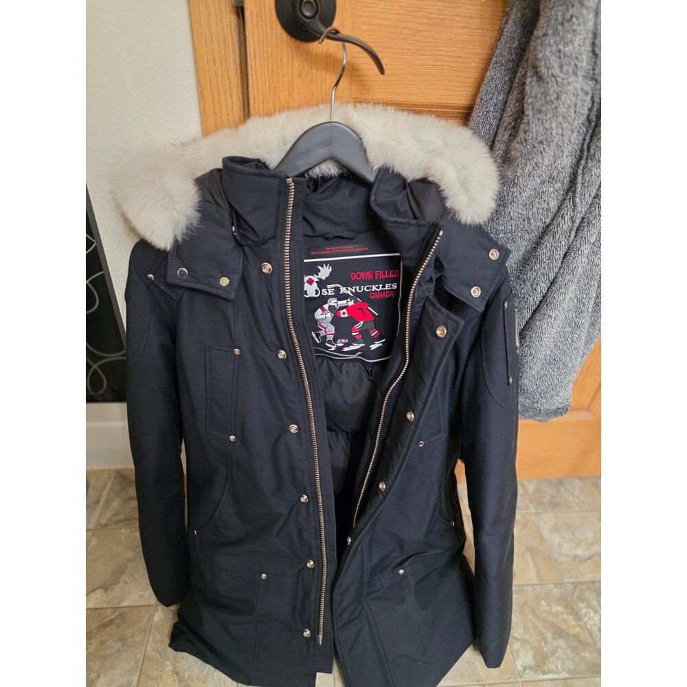 BRAND NEW Moose Knuckles Stirling Parka Jacket Mens Navy W/ White‎ Fur Size: M